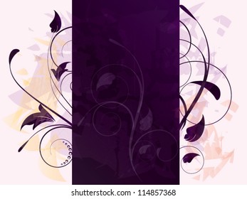 Cards with ornamental  abstract background and floral elements with swirls