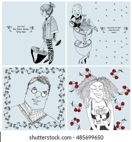 cards with people and flowers