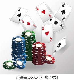 Cards of Poker and chips design
