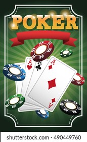 Cards of Poker and chips design