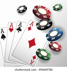 Cards of Poker and chips design