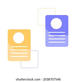 Karten für die Präsentation von Informationen über Menschen. Abstrakte Illustrationen und geometrische Vektorformen. Vorlage für die Darstellung von Geschäfts- und Finanzinformationen