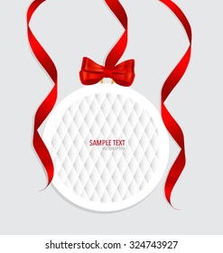 Cards with red gift bows and red ribbons. Vector illustration.