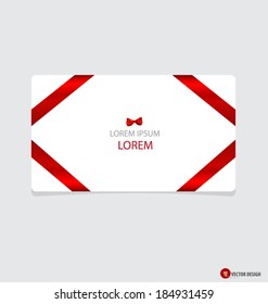 Cards with red red ribbon. Vector illustration.