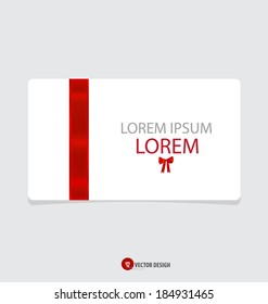 Cards with red red ribbon. Vector illustration.