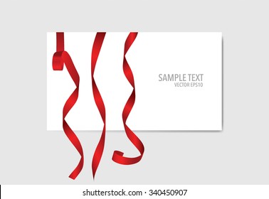 Cards with red ribbons. Vector illustration.