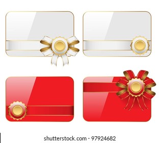 Cards with ribbons isolated on white background. Vector.