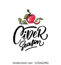 Cards for the season of cider with a beautiful apple branch, can be used as a menu cover, label, vector illustration