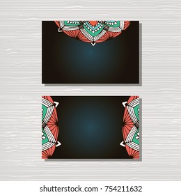 Cards set with flower mandala in hand drawn style. For web, shop, creative design. Vector illustration.