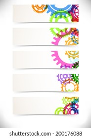 Cards set - gear mechanical abstraction. Vector illustration