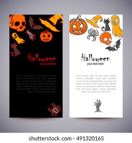 Cards short message with symbols halloween