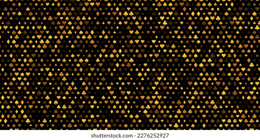 Cards Signs Random Pattern Casino Background. Symbols of Playing Cards Spades, Hearts, Diamonds, Clubs. Casinos Business Advert Vector Design Background. Gambling Concept.