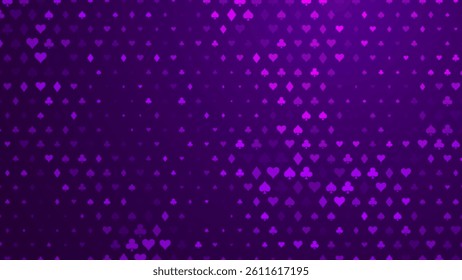 Cards Signs Random Pattern Casino Background. Symbols of Playing Cards Spades, Hearts, Diamonds, Clubs. Casinos Business Advert Vector Design Background. Gambling Concept.
