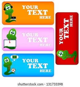 Cards with snakes on a white background. Vectoe illustration