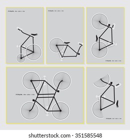 Cards with surrealistic bicycle
