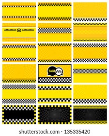 Cards for taxi, 18 backgrounds, vector illustration EPS10