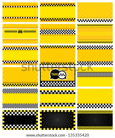 Cards for taxi, 18 backgrounds, vector illustration EPS10