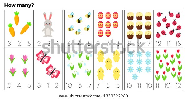 Cards Teaching Preschool Children Count Write Stock Vector (Royalty ...