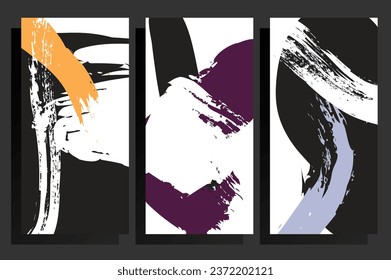 Cards template. Creative design with grungy artistic brush strokes