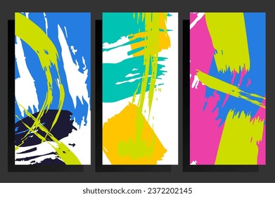Cards template. Creative design with grungy artistic brush strokes
