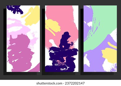 Cards template. Creative design with grungy artistic brush strokes