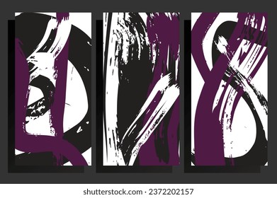 Cards template. Creative design with grungy artistic brush strokes
