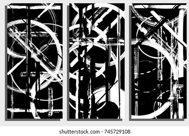 Cards template. Messy hand painted textures, free draw, different brushes, grunge style