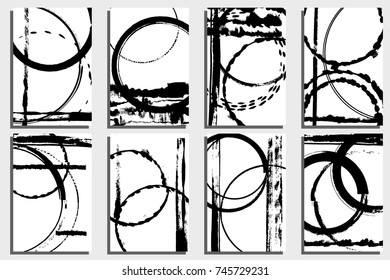 Cards template. Messy hand painted textures, free draw, different brushes, grunge style