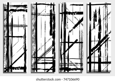 Cards template. Messy hand painted textures, free draw, different brushes, grunge style