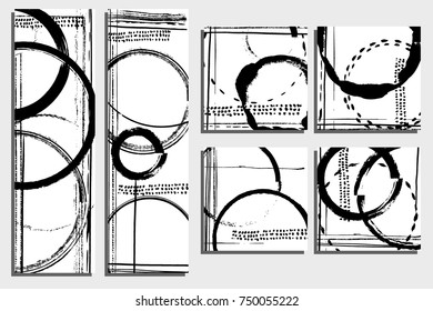 Cards template. Messy hand painted textures, free draw, different brushes, grunge style