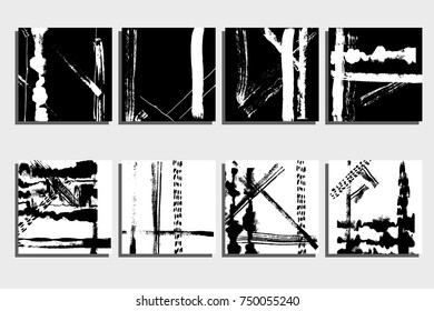 Cards template. Messy hand painted textures, free draw, different brushes, grunge style