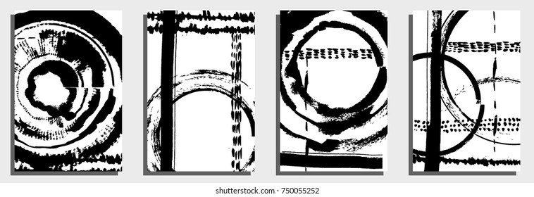 Cards template. Messy hand painted textures, free draw, different brushes, grunge style