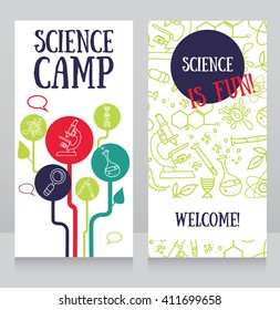 cards template for science camp, vector illustration