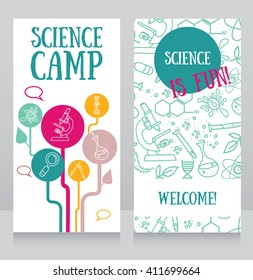 cards template for science camp, vector illustration