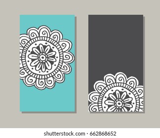 Cards template for spa salon. Beauty studio. Vector editable pattern with front and back side. 