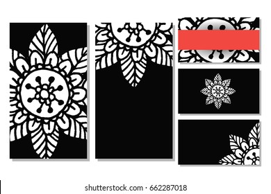 Cards template for yoga studio or class.  Vector editable pattern with front and back side
