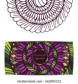 Cards template for yoga studio.  Vector editable pattern  visit card or gift card.  