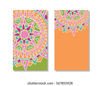 Cards template for yoga studio.  Vector editable pattern  business card or gift flyer.  