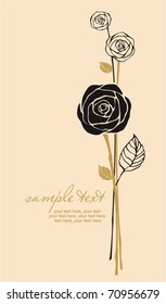 cards with vector stylized rose and text