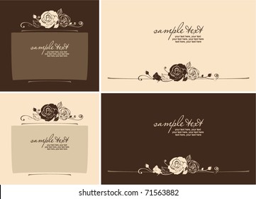 cards with vector stylized rose and text