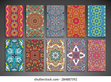 Cards. Vintage decorative elements. Hand drawn background. Islam, Arabic, Indian, ottoman motifs. 