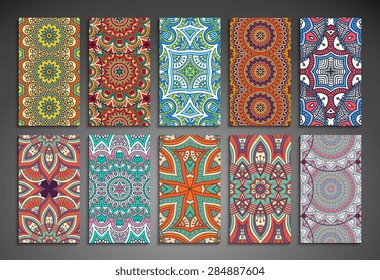 Tarjetas. Elementos decorativos de época. Antecedentes dibujados a mano. Motivos islámicos, árabes, indios y otomanos. 