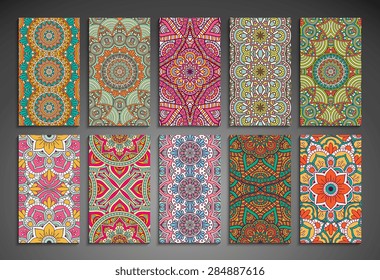 Cards. Vintage decorative elements. Hand drawn background. Islam, Arabic, Indian, ottoman motifs. 