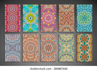 Cards. Vintage decorative elements. Hand drawn background. Islam, Arabic, Indian, ottoman motifs. 