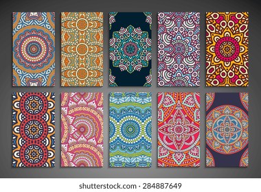 Cards. Vintage decorative elements. Hand drawn background. Islam, Arabic, Indian, ottoman motifs. 