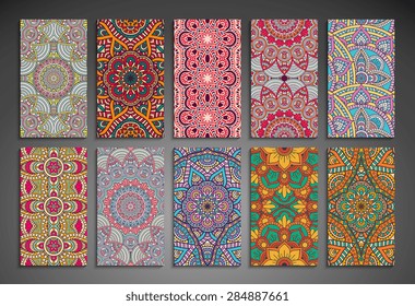 Cards. Vintage decorative elements. Hand drawn background. Islam, Arabic, Indian, ottoman motifs. 