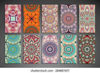 Cards. Vintage decorative elements. Hand drawn background. Islam, Arabic, Indian, ottoman motifs. 