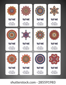Cards. Vintage decorative elements. Hand drawn background. Islam, Arabic, Indian, ottoman motifs. 
