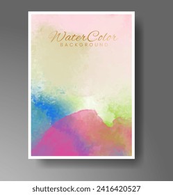 Cards with watercolor background. Design for your cover, date, postcard, banner, logo.