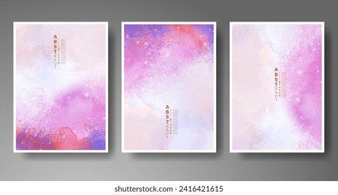 Cards with watercolor background. Design for your cover, date, postcard, banner, logo.